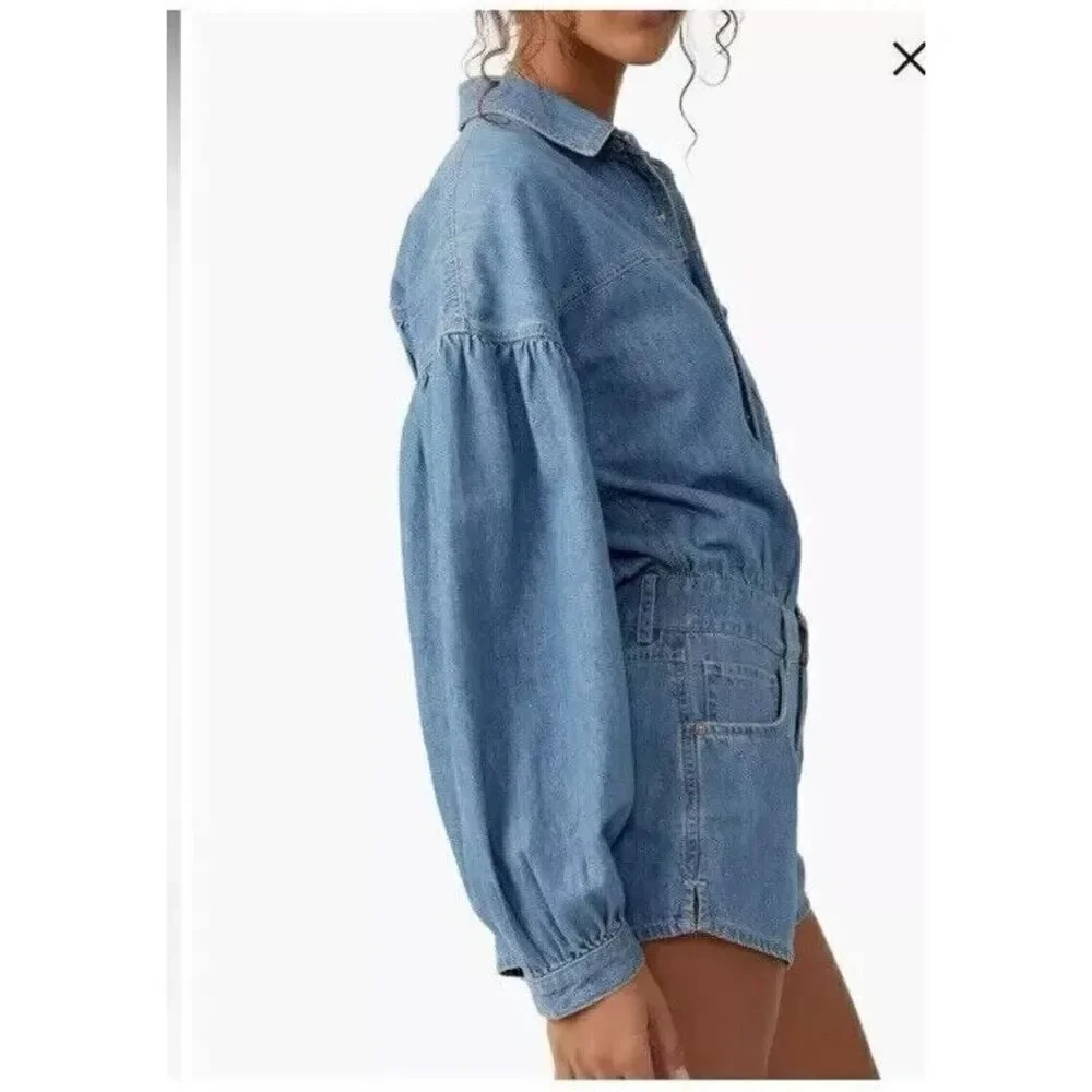 New Free People womens Zodiac Chambray One Piece romper size Large